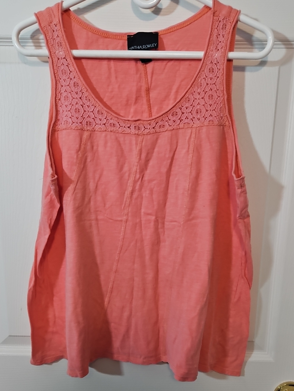 Cynthia Rowley Coral Lace Yoke Tank